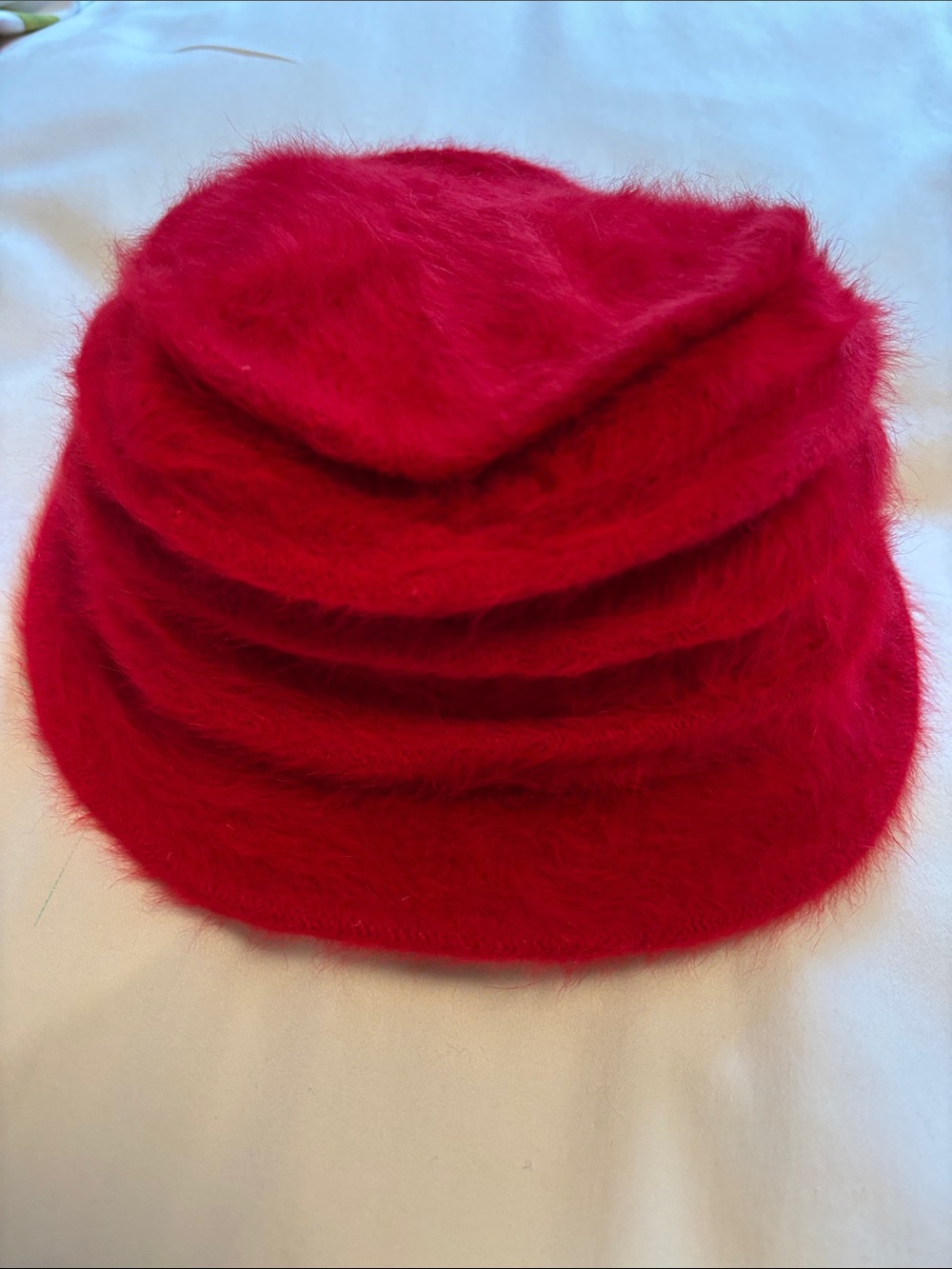 Soft Red Faux-Fur Bucket Hat - Women's Fashion Accessory